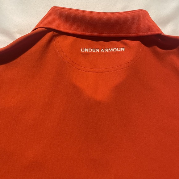 Under Armour Mens Loose‎ Fit XXL HeatGear Polyester Orange Textured Polo Shirt - Picture 7 of 7